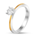 Classic Silver and Gold Band with Cubic Zirconia 2018R