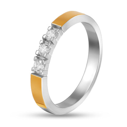 14K Gold Bonded Ring | Three-Stone Band | Sterling Silver