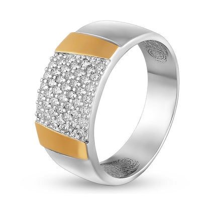 14K Gold Bonded Ring | Pavé Panel | Sterling Silver