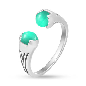 Sterling Silver Ring Merida Green, sterling silver