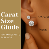 Pendientes de moissanita para mujer | Plata de ley 925 con baño de oro de 18 quilates | Diseño conmovedor