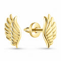 14K Gold Plated Stud Earrings | Golden Angel Wings | Sterling Silver