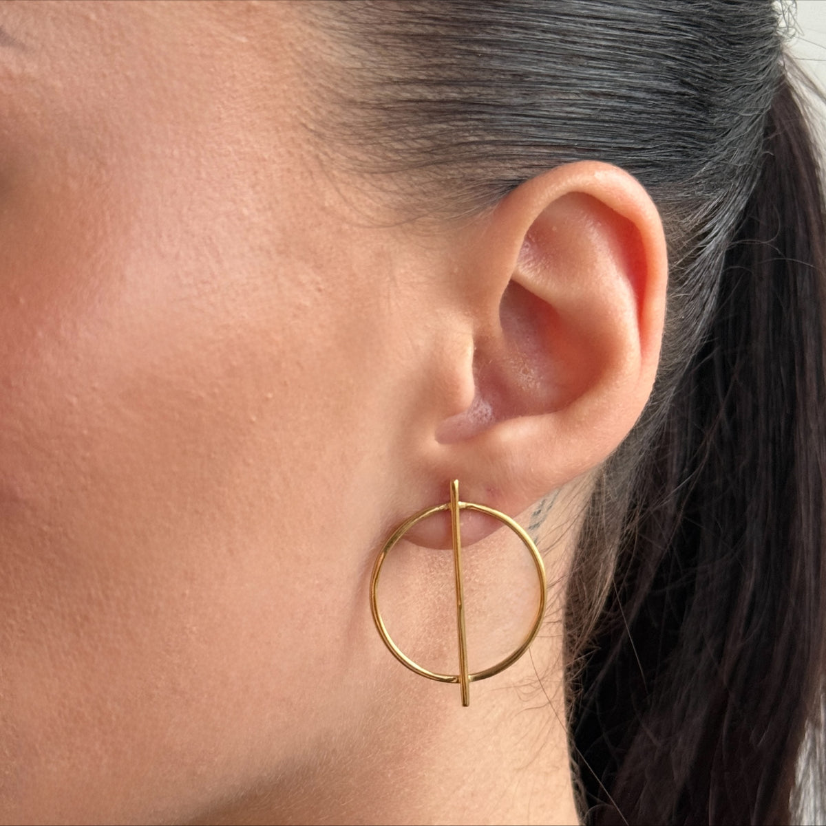 Golden Circle & Bar worn on model