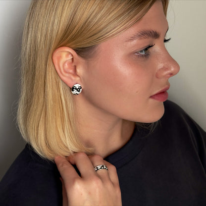 Wave Enamel Dots worn on model