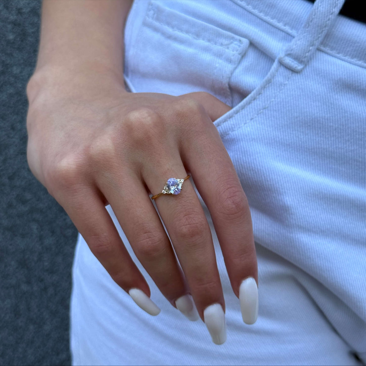 Golden Oval Trio worn on model