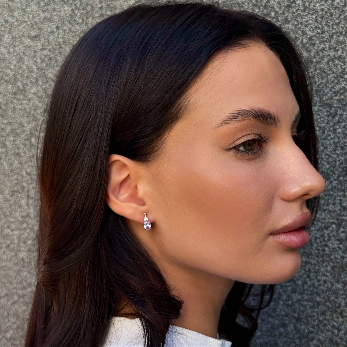 Amethyst-Colour Oval Trio worn on model