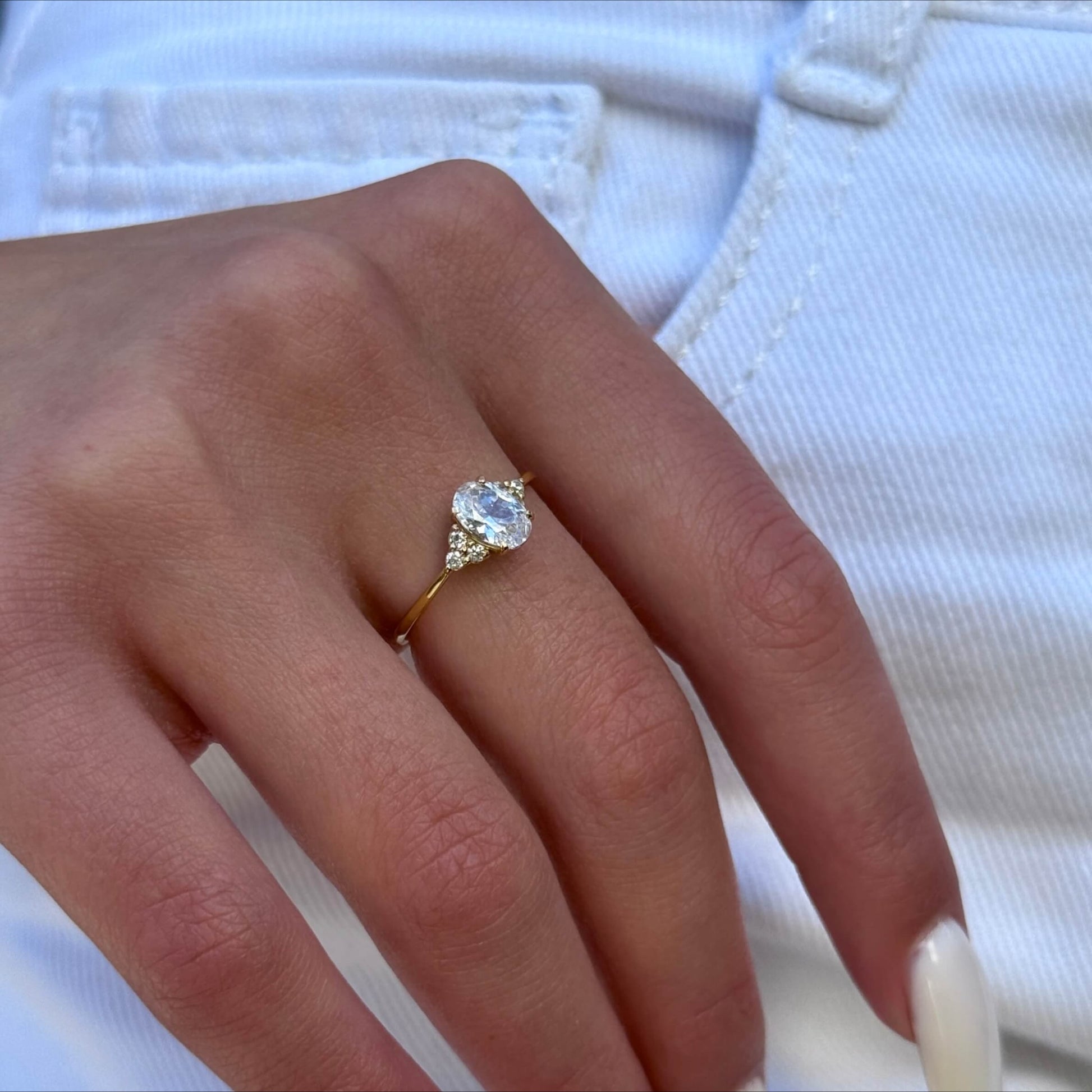 Golden Oval Trio worn on model