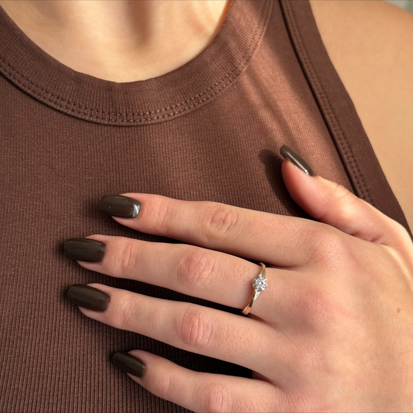 Gold Seam Solitaire worn on model