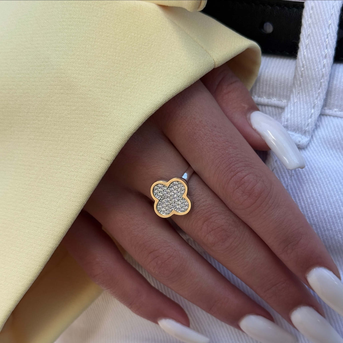 Pavé Clover worn on model