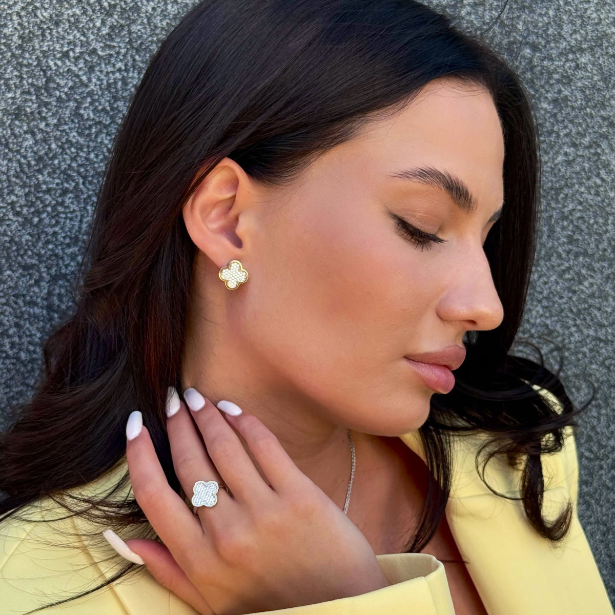 Pavé Clover worn on model