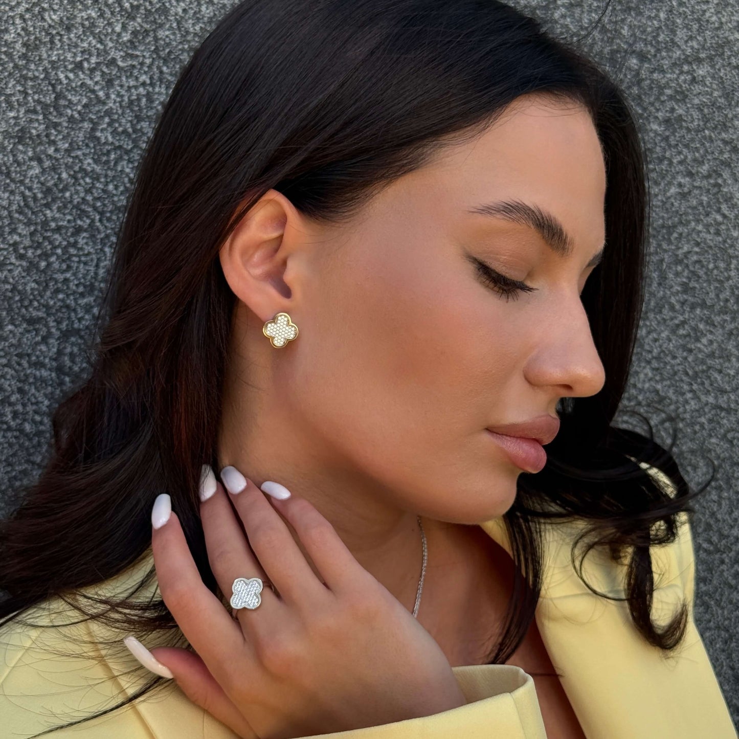 Pavé Clover worn on model