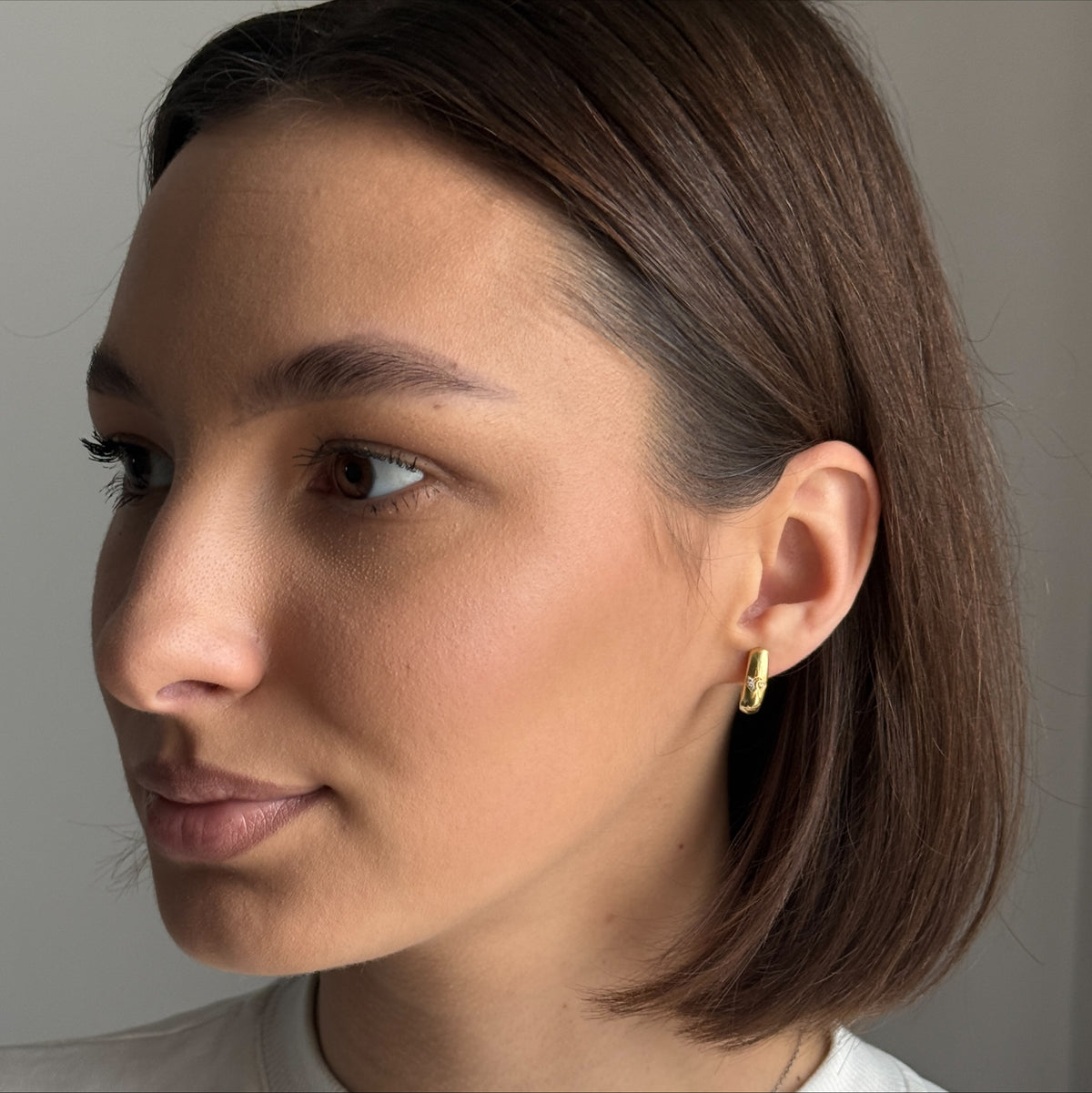 Golden Whisper Hearts worn on model