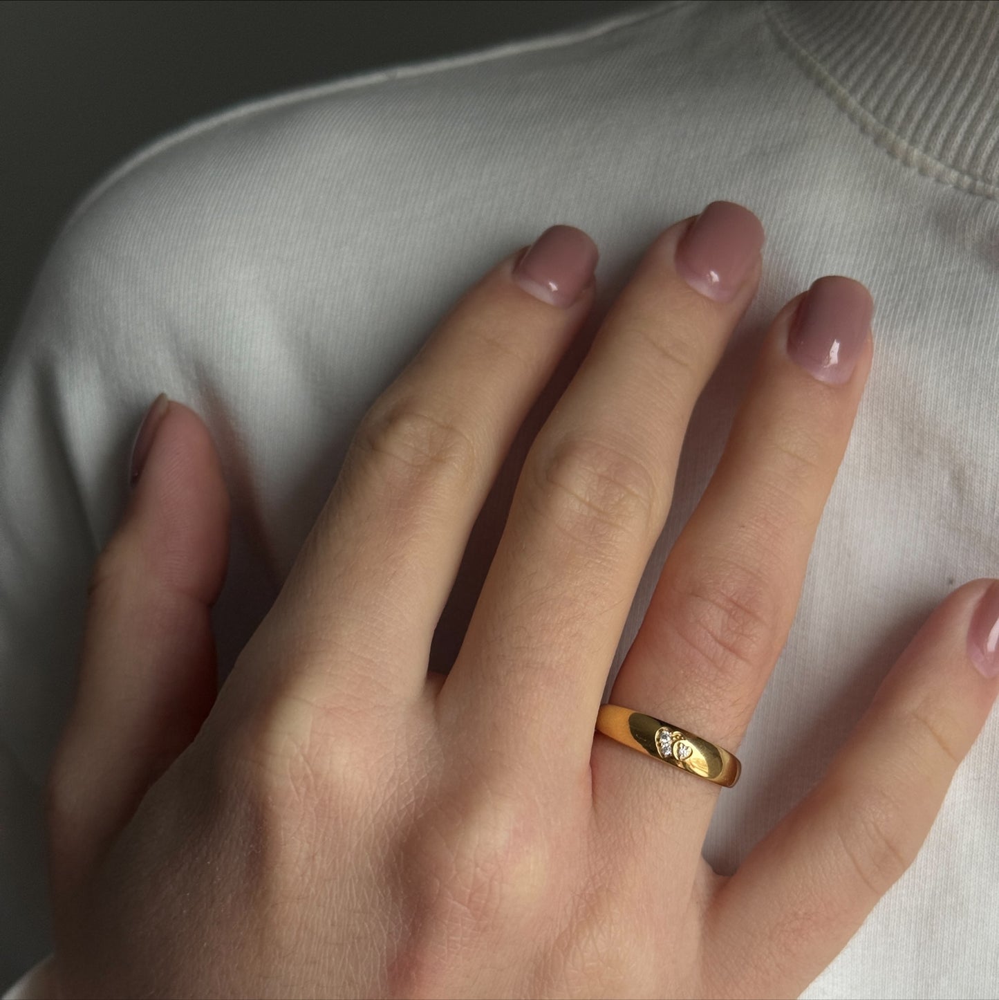 Golden Whisper Hearts worn on model