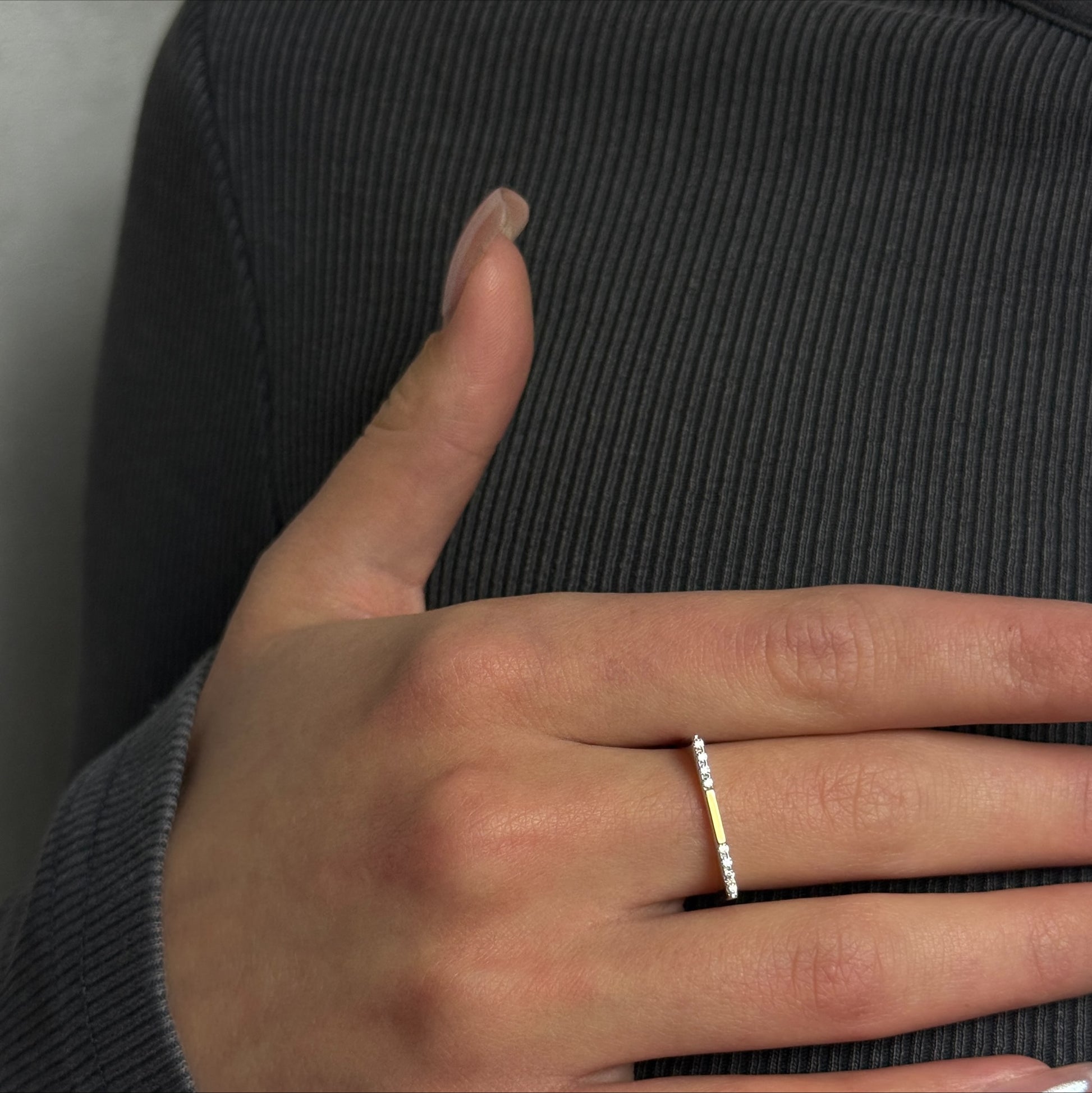Gold Bar Stacker worn on model