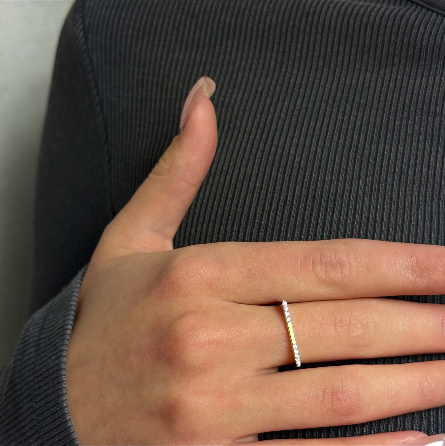 Gold Bar Stacker worn on model