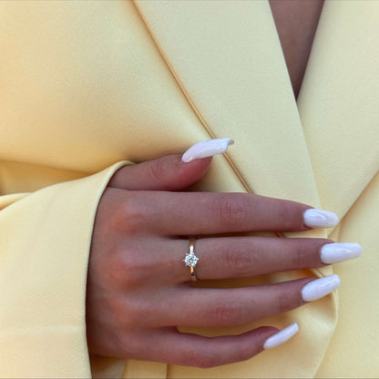Six-Prong Solitaire worn on model