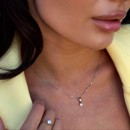 Golden Taper Solitaire worn on model