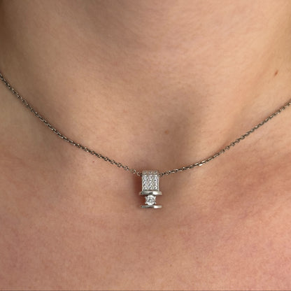 Floating Solitaire Silver worn on model