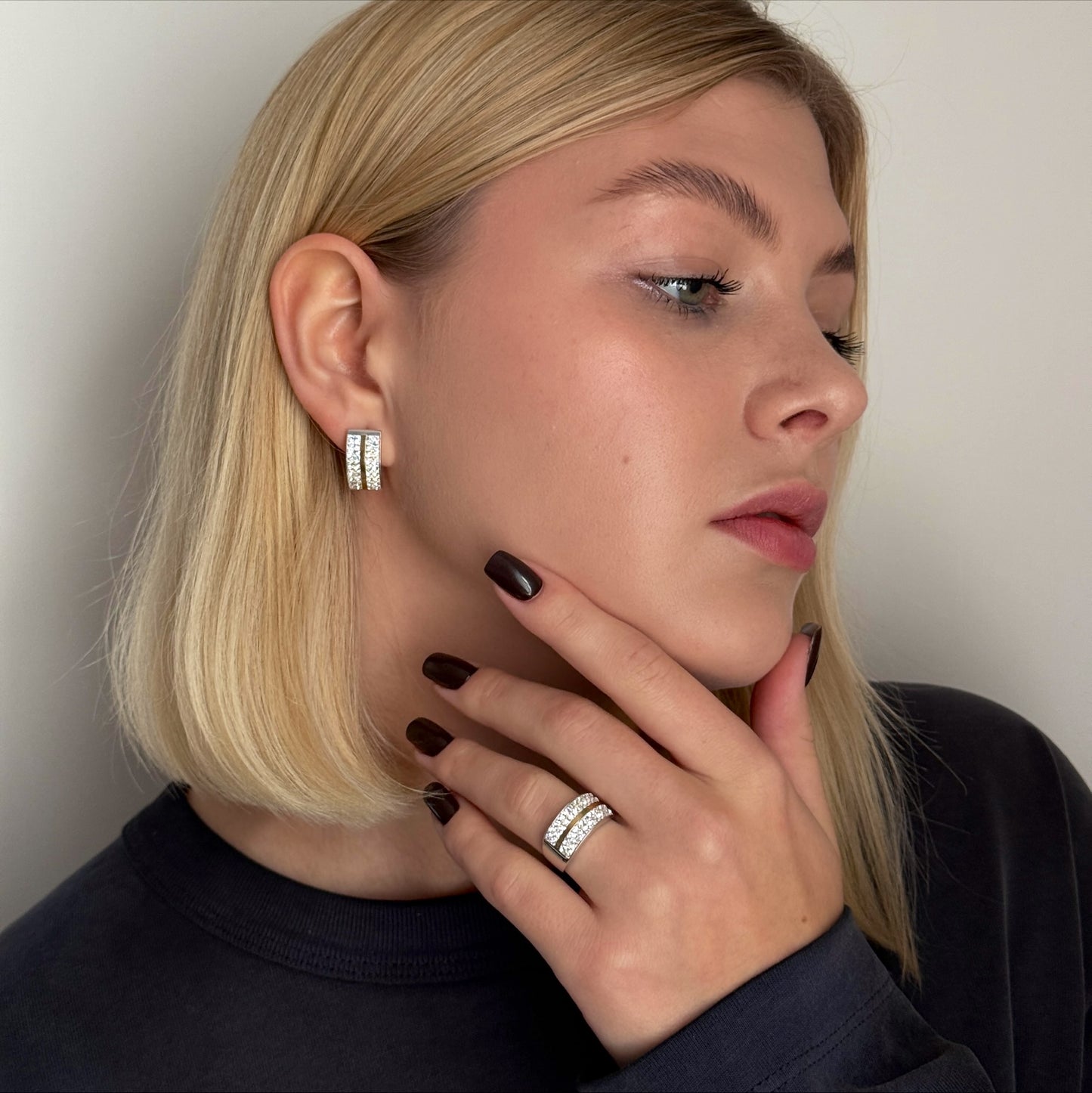 Crystal Stripe Band worn on model