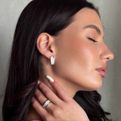 White Panel Band worn on model