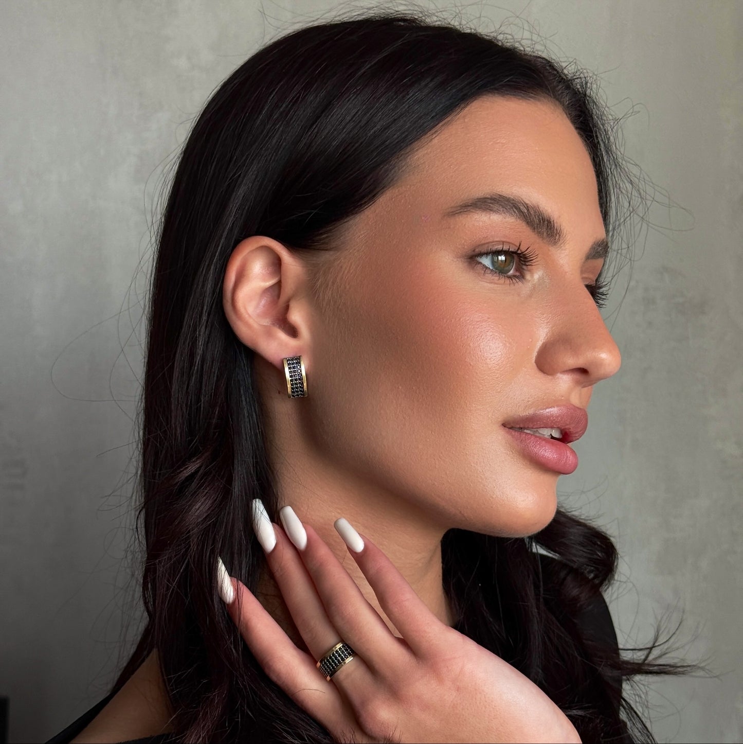 White Panel Band worn on model