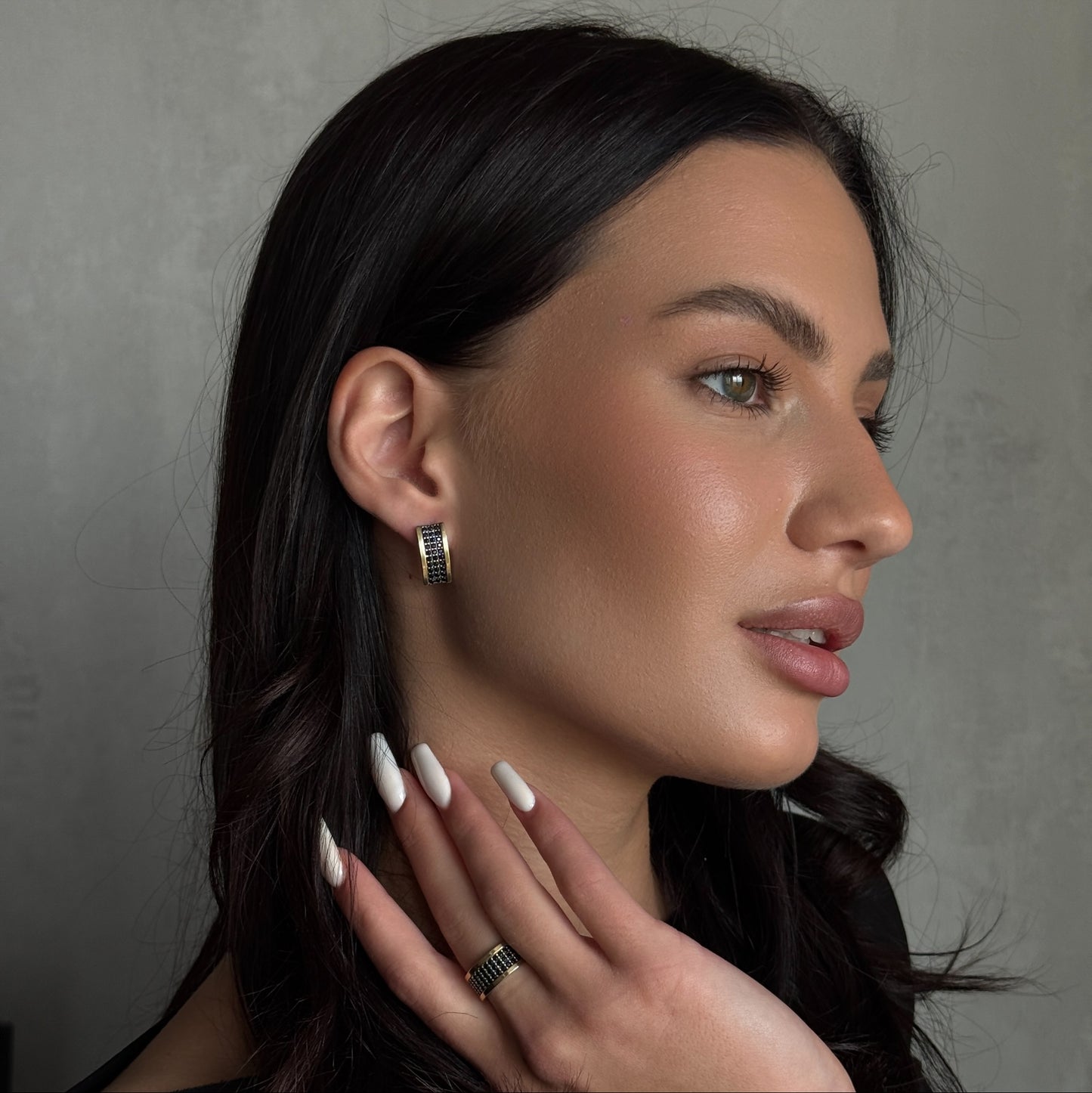 White Panel Band worn on model