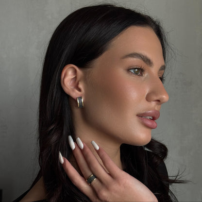 White Panel Band worn on model