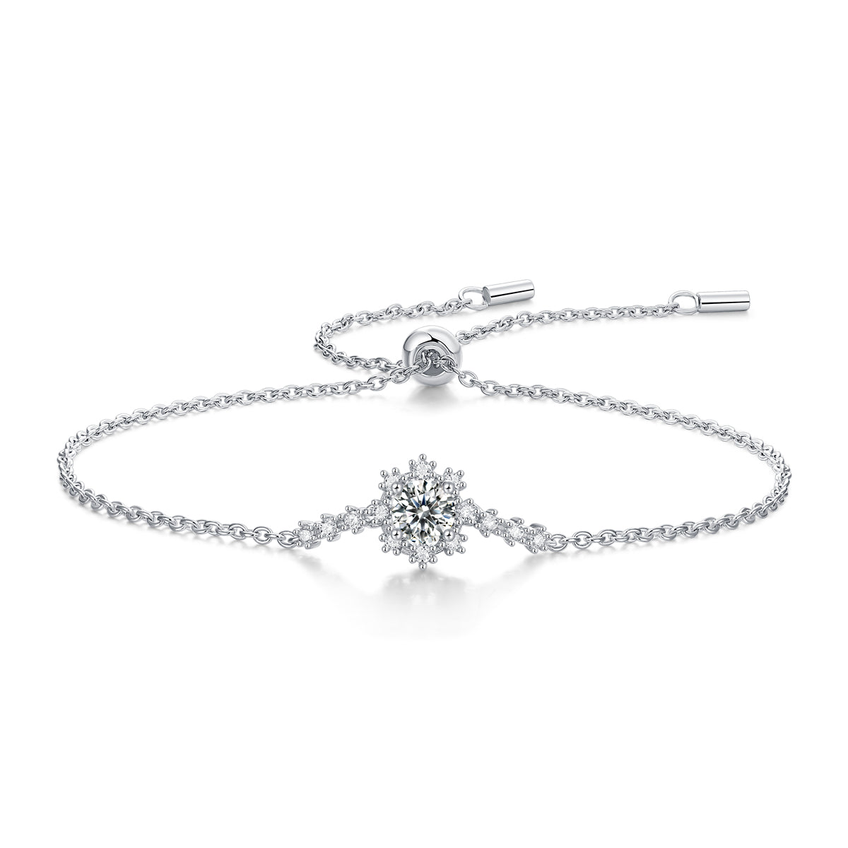 Moissanite Bracelet Romantic Snowflake, sterling silver