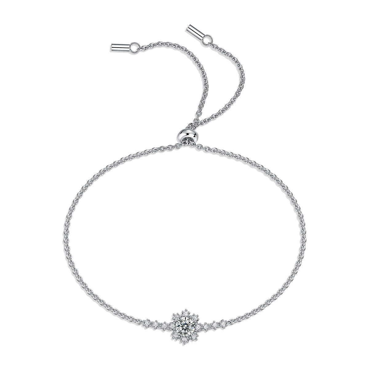 Moissanite Bracelet Romantic Snowflake, sterling silver, view 5