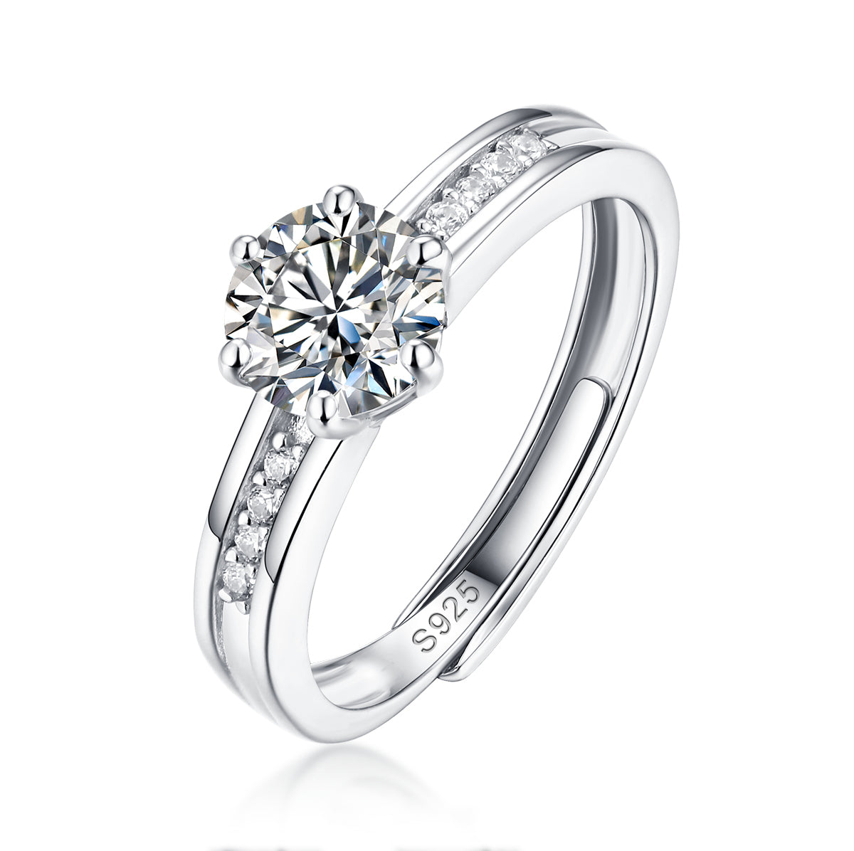 Moissanite Engagement Ring Charm, sterling silver
