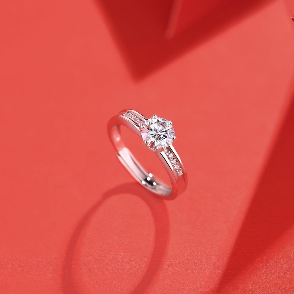 Moissanite Engagement Ring Charm, sterling silver, view 2