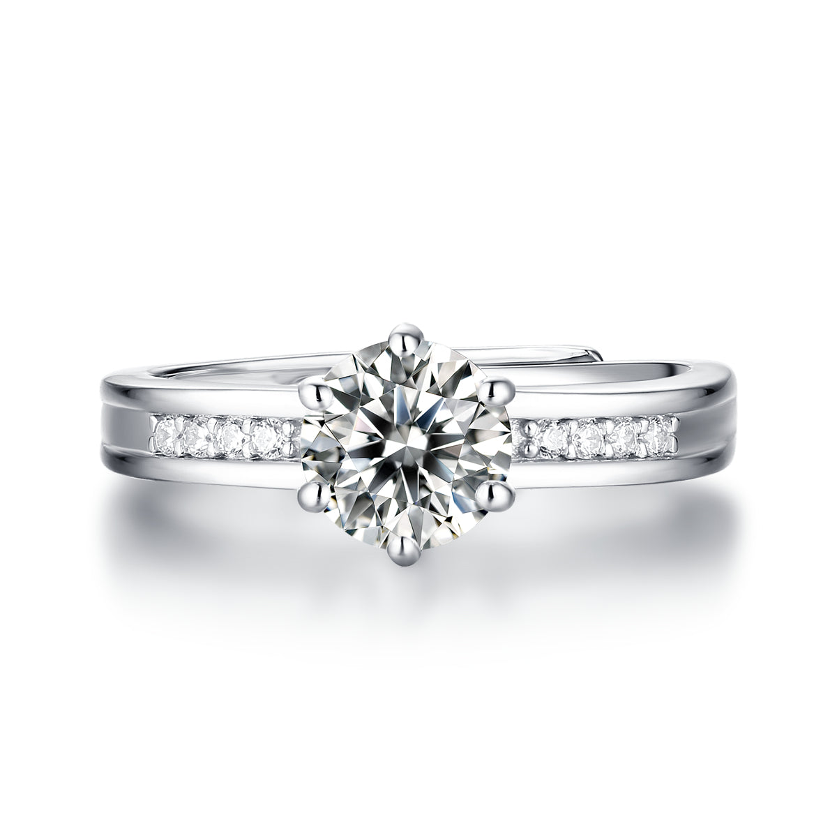 Moissanite Engagement Ring Charm, sterling silver, view 5