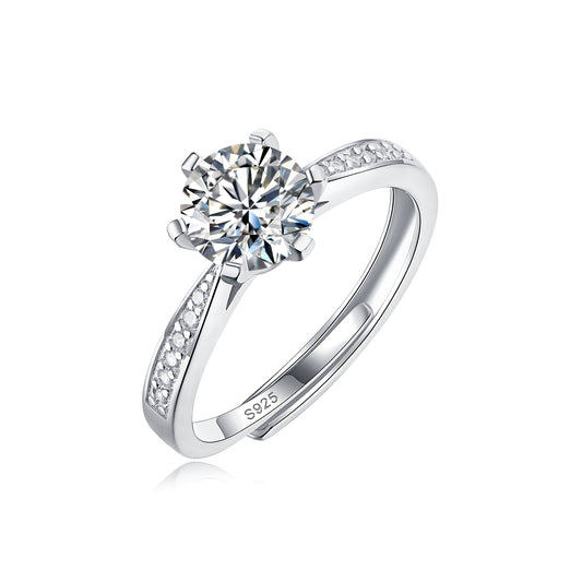 Moissanite Engagement Ring Crown Love, sterling silver