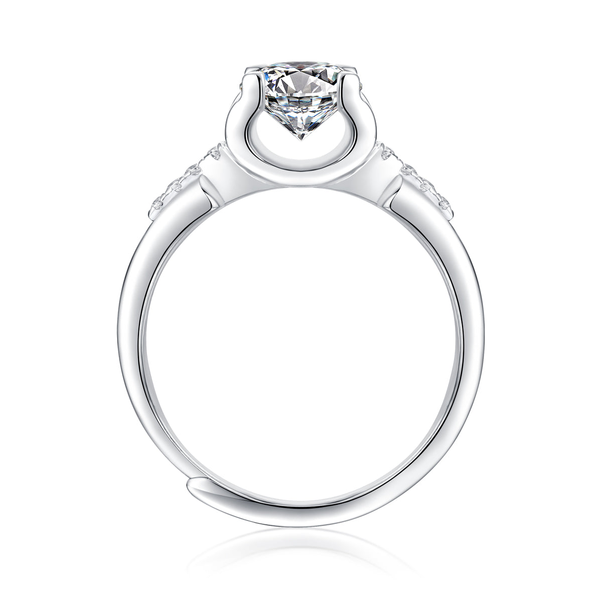 Moissanite Engagement Ring Deep Space Channel, sterling silver, view 5