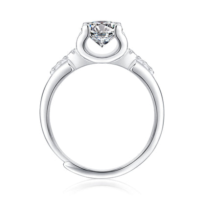 Moissanite Engagement Ring Deep Space Channel, sterling silver, view 5