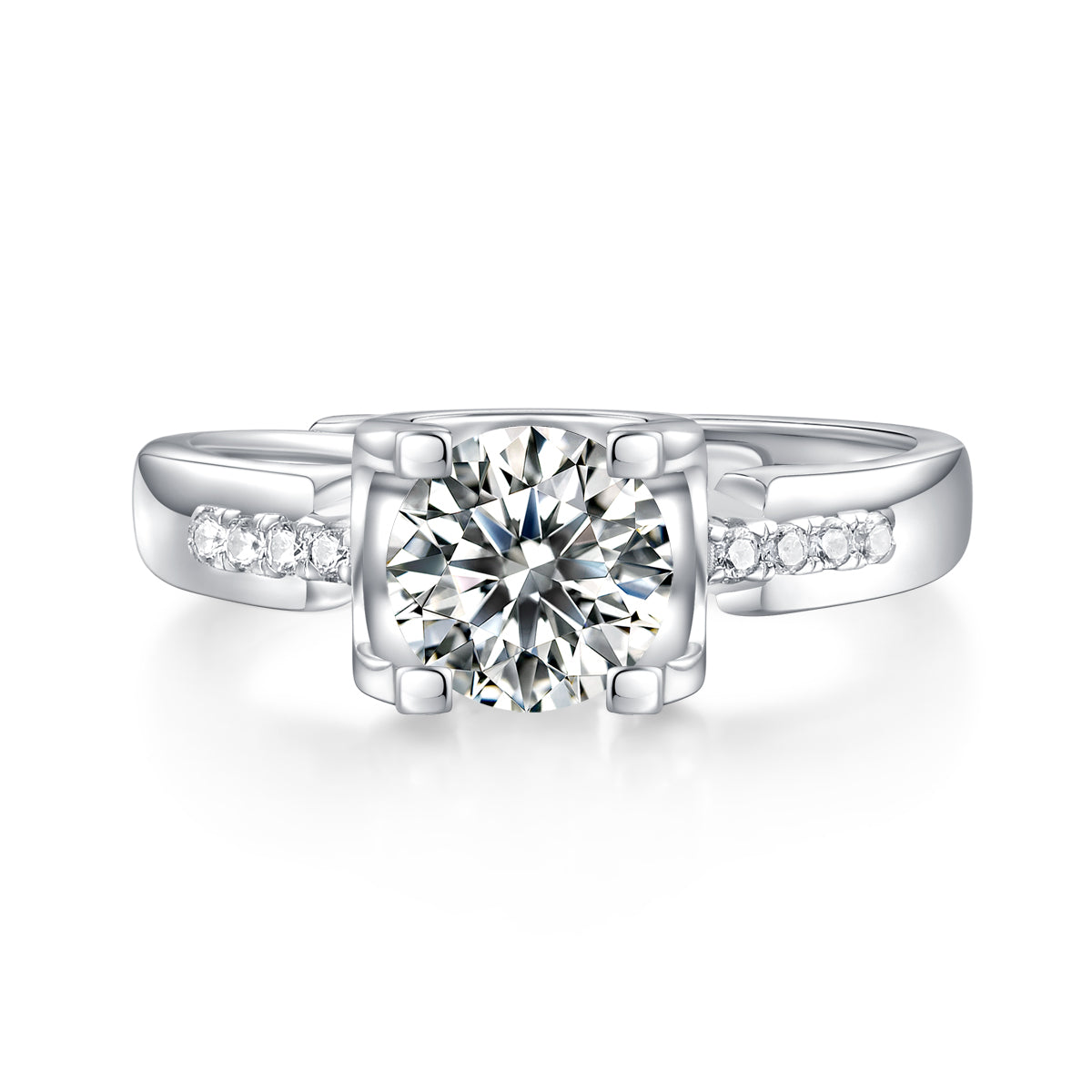 Moissanite Engagement Ring Deep Space Channel, sterling silver, view 6