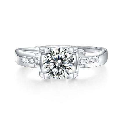 Moissanite Engagement Ring Deep Space Channel, sterling silver, view 6