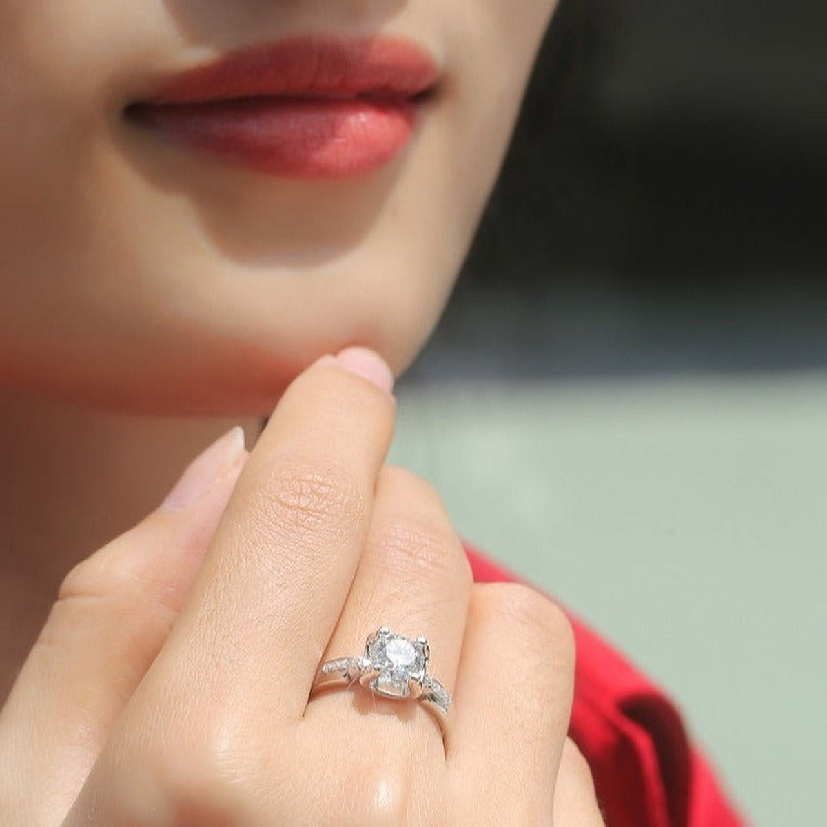 Moissanite Engagement Ring Deep Space Channel, sterling silver, view 2