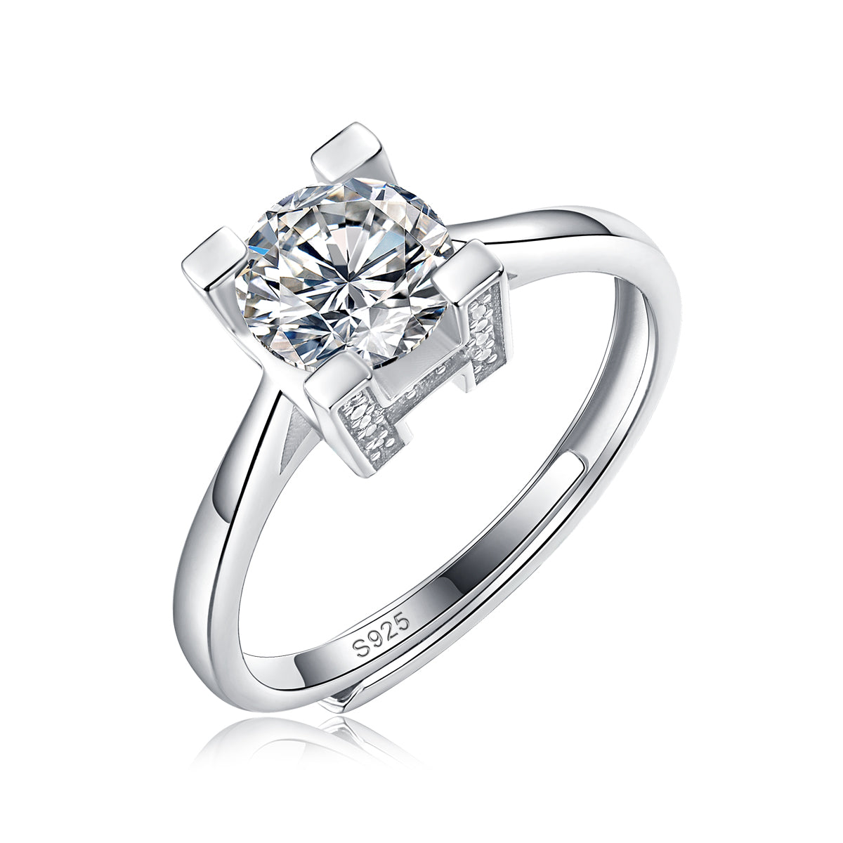 Moissanite Engagement Ring Destiny, sterling silver