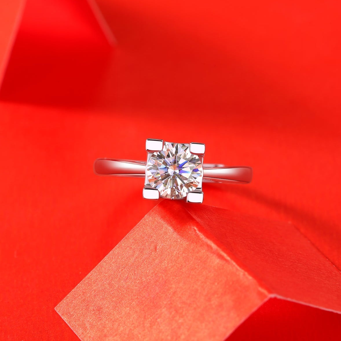 Moissanite Engagement Ring Destiny, sterling silver, view 3