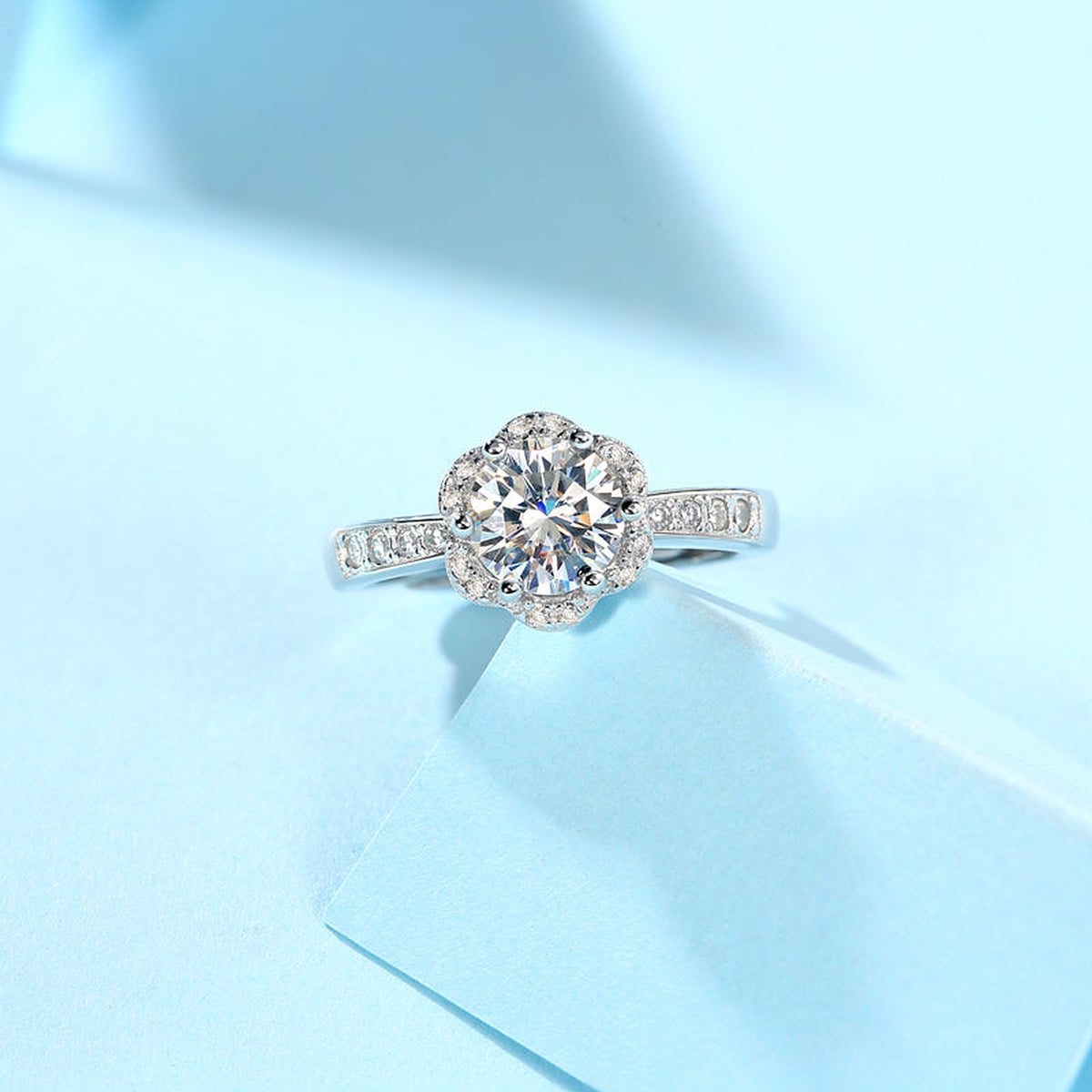 Moissanite Engagement Ring Excited, sterling silver, view 2