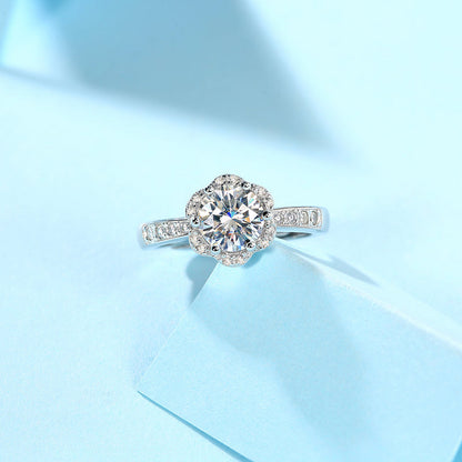 Moissanite Engagement Ring Excited, sterling silver, view 2