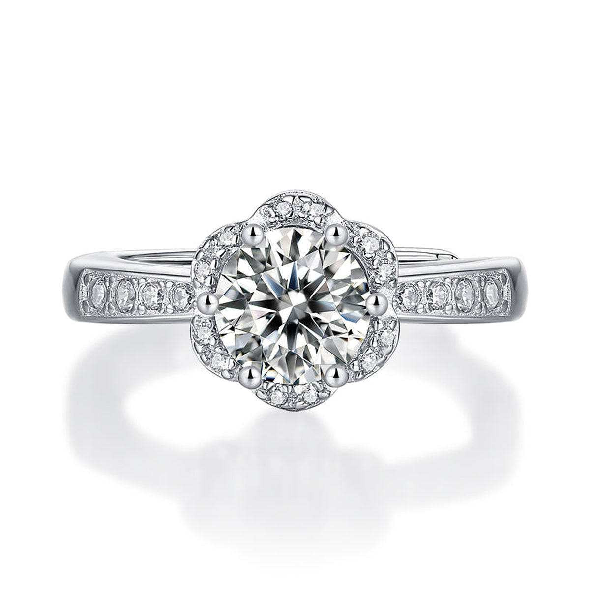 Moissanite Engagement Ring Excited, sterling silver, view 6