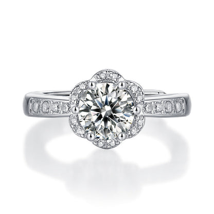 Moissanite Engagement Ring Excited, sterling silver, view 6