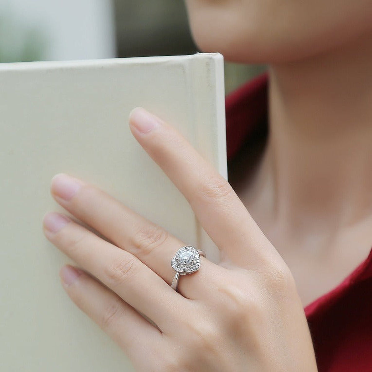 Moissanite Engagement Ring Exclusive, sterling silver, view 2