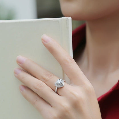 Moissanite Engagement Ring Exclusive, sterling silver, view 2