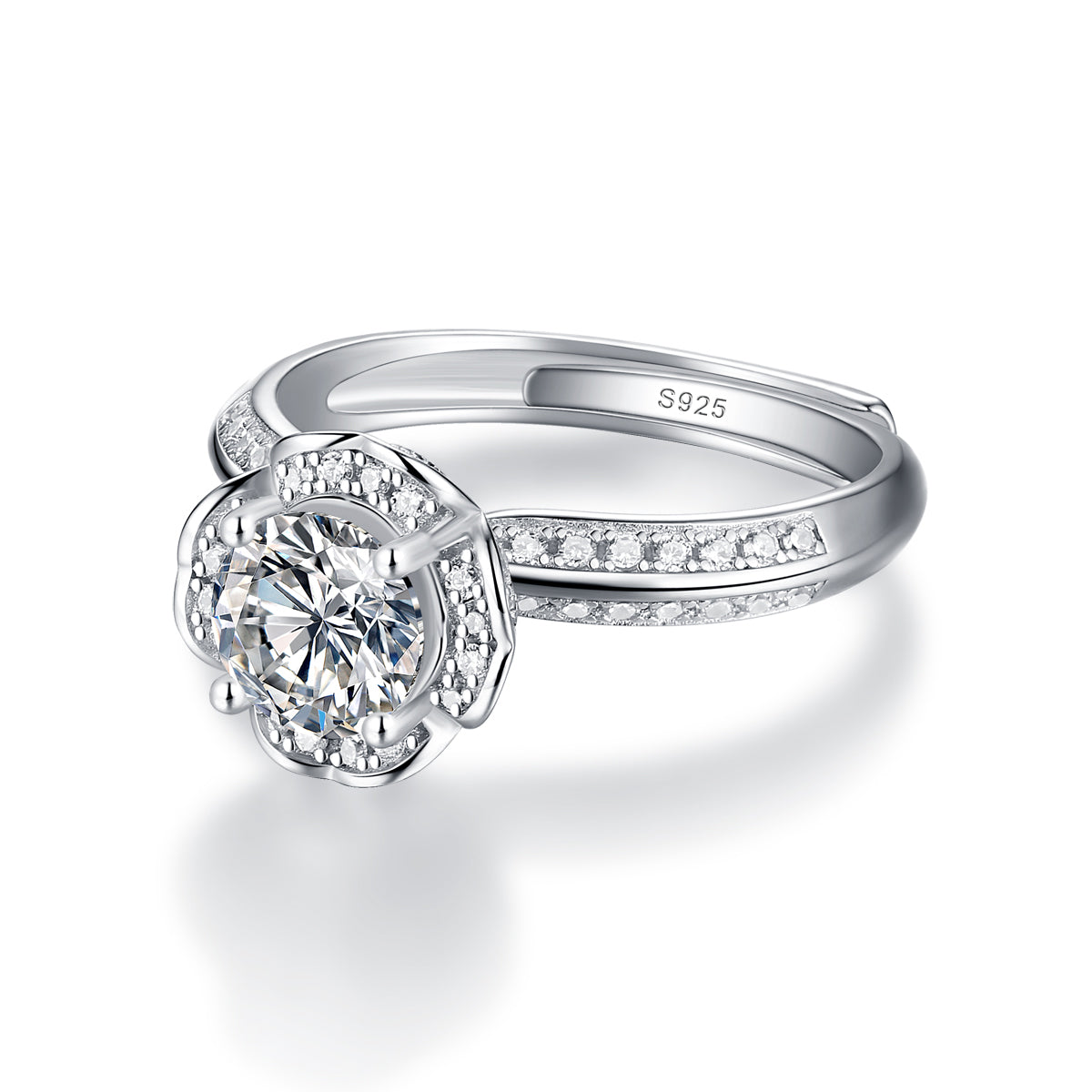 Moissanite Engagement Ring Fairy Diary Bloom, sterling silver