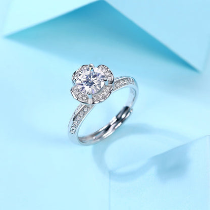 Moissanite Engagement Ring Fairy Diary Bloom, sterling silver, view 5