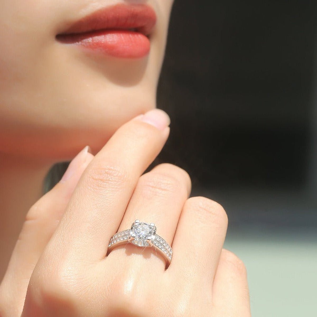 Moissanite Engagement Ring Supernova, sterling silver, view 2