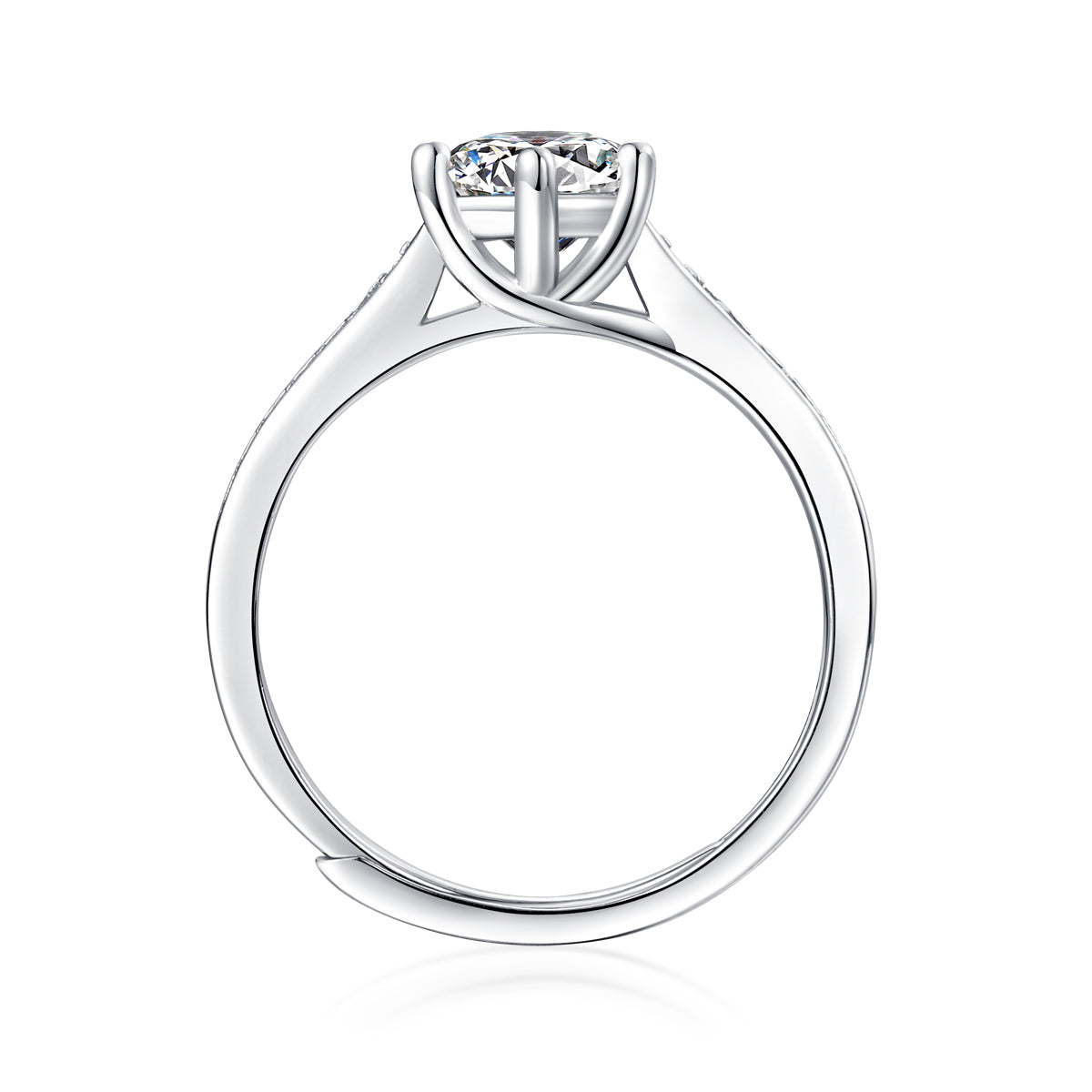 Moissanite Engagement Ring Forever, sterling silver, view 5